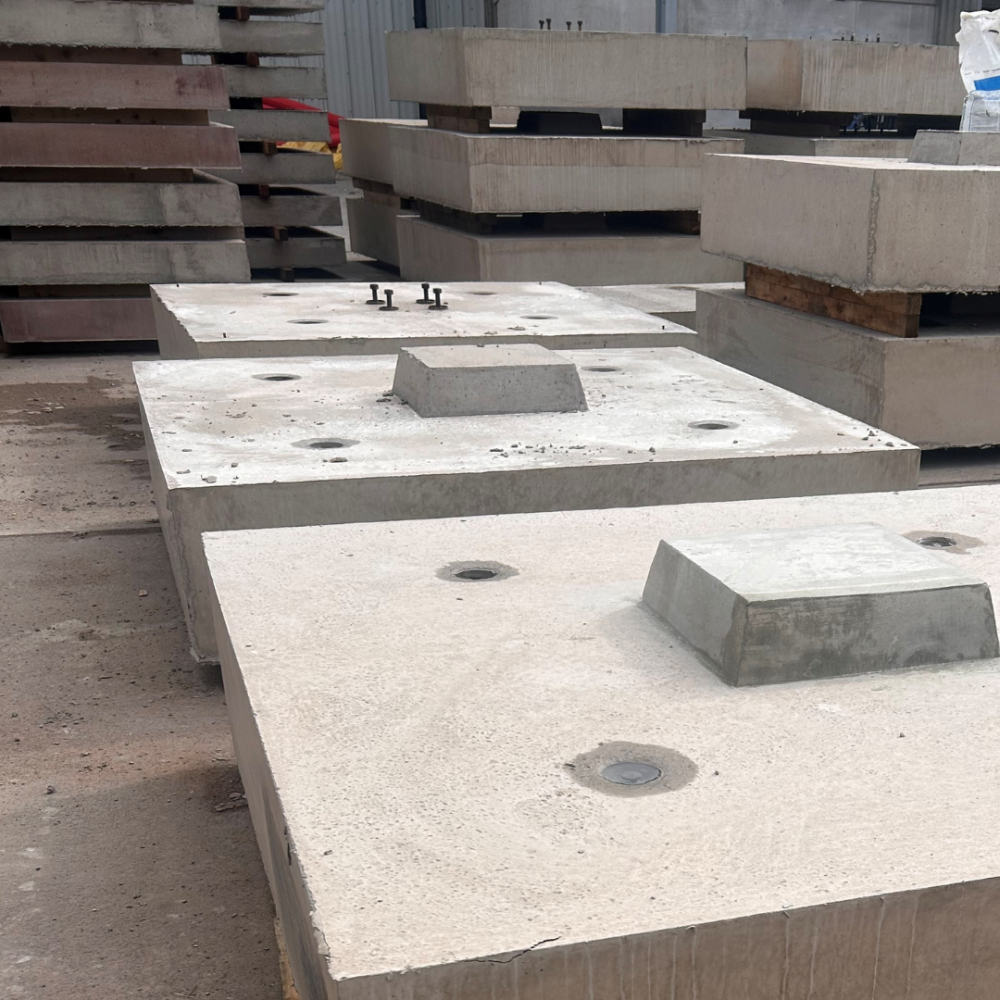 An example of a bespoke concrete product - precast foundation bases